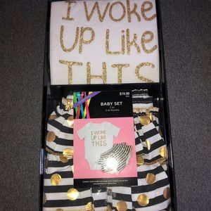 “I woke up like this” baby girl onesie set